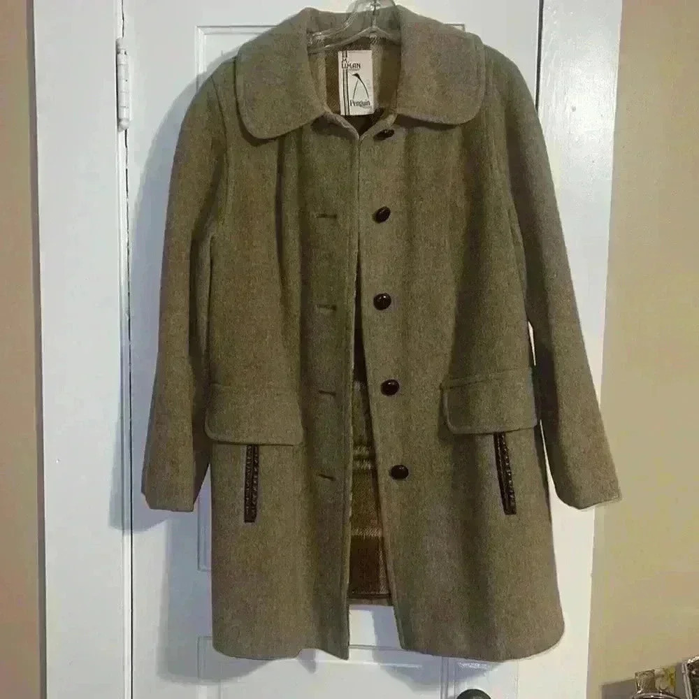 Vintage M Linman wool Burberry pattern Coat